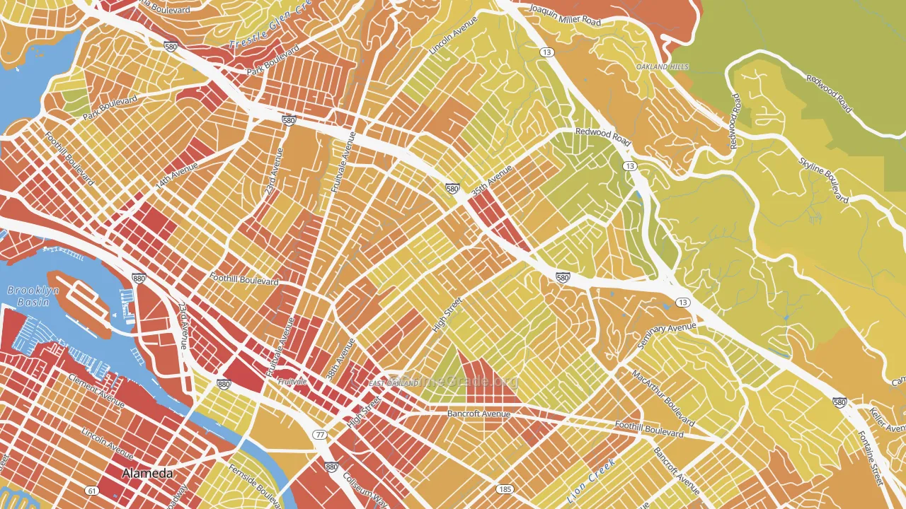 Allendale, Oakland, CA Map of Vehicle Theft Rates