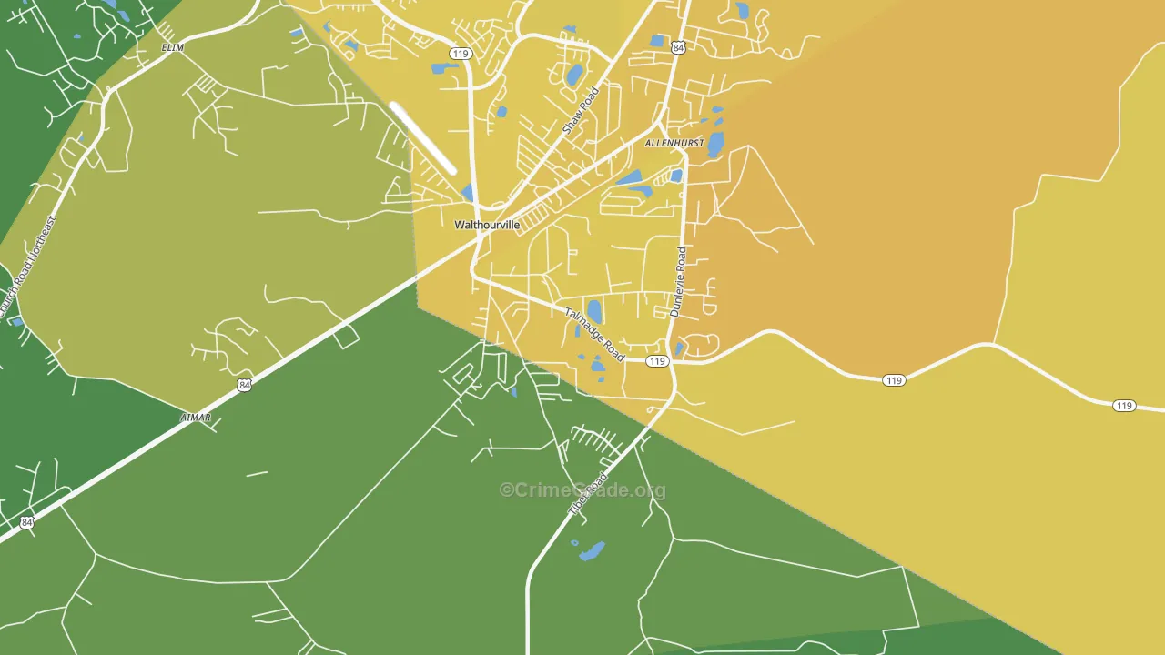 Allenhurst, GA Map of Vehicle Theft Rates