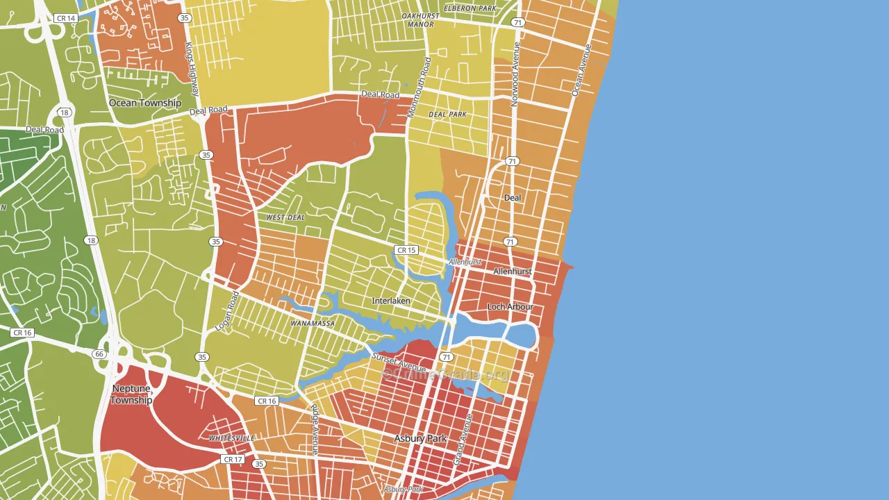 Allenhurst, NJ Map of Vehicle Theft Rates