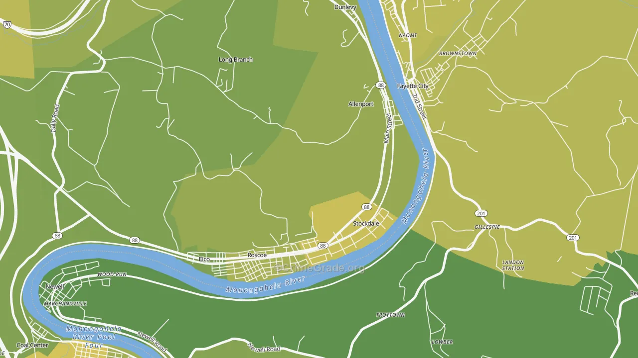 Allenport, PA Map of Vehicle Theft Rates