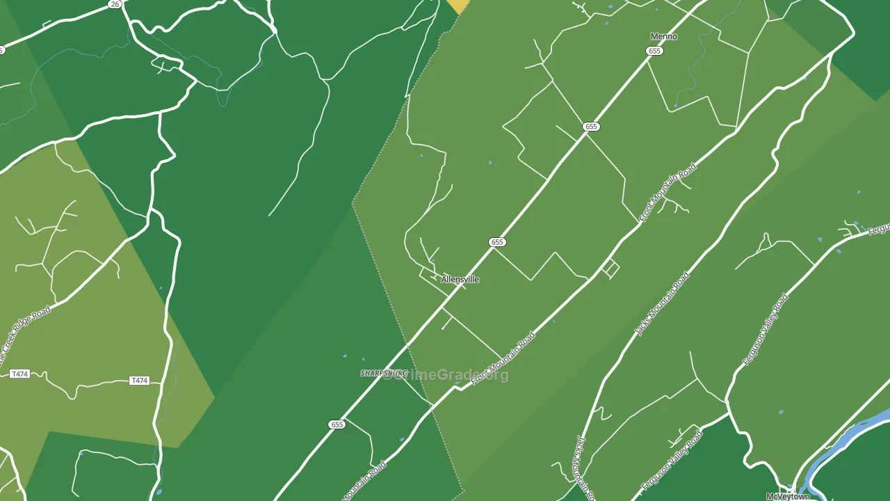 Allensville, PA Map of Vehicle Theft Rates