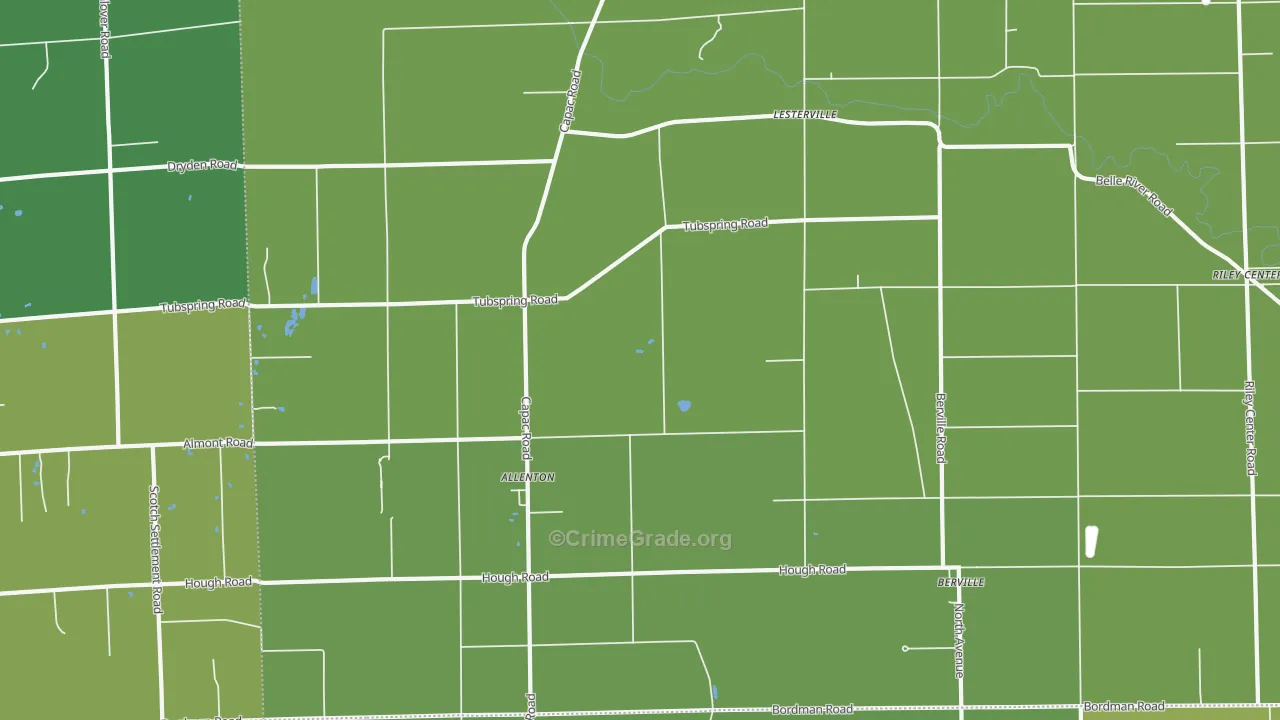 Allenton, MI Map of Vehicle Theft Rates