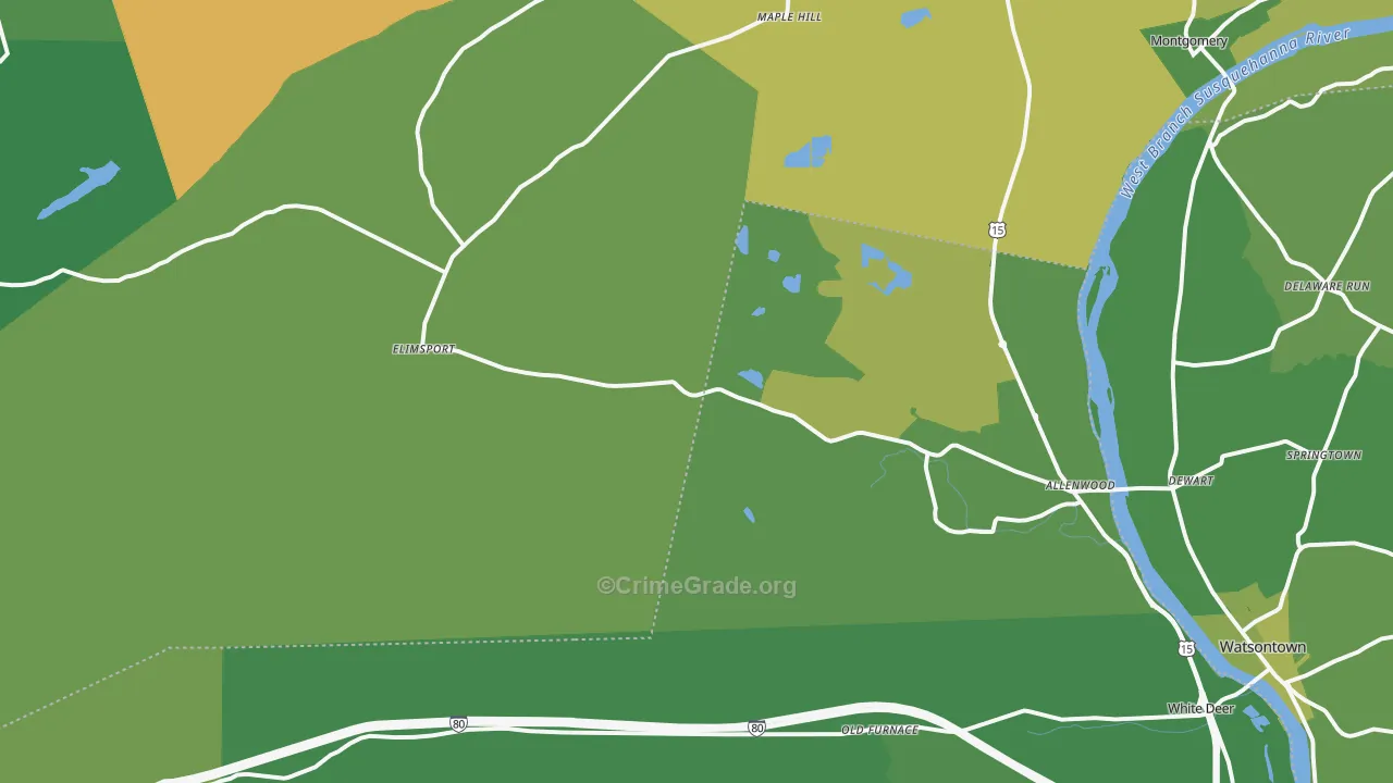Allenwood, PA Map of Vehicle Theft Rates