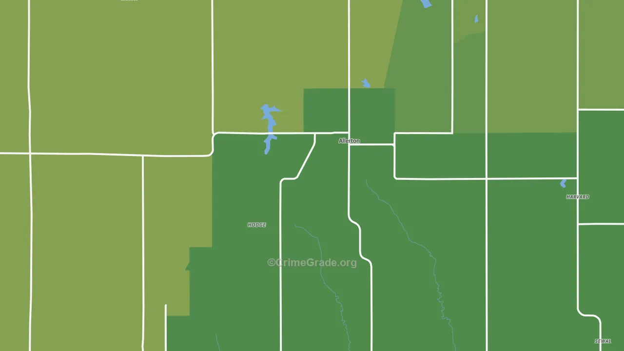 Allerton, IA Map of Vehicle Theft Rates