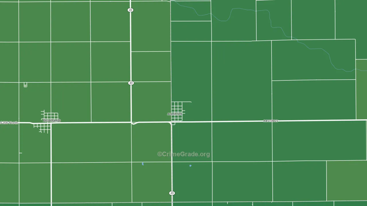 Allerton, IL Map of Vehicle Theft Rates