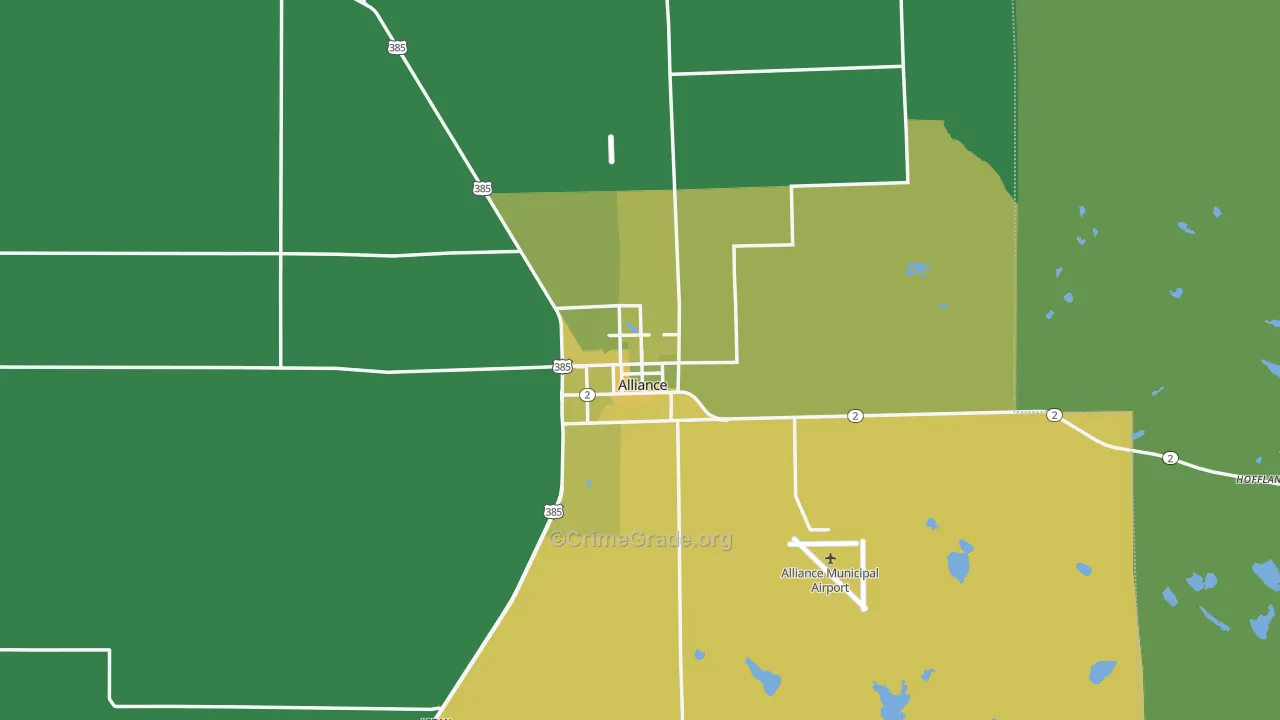 Alliance, NE Map of Vehicle Theft Rates
