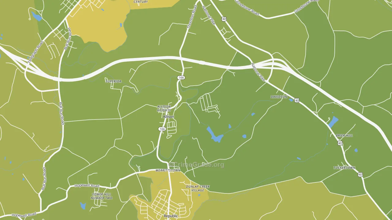 Allison, PA Map of Vehicle Theft Rates