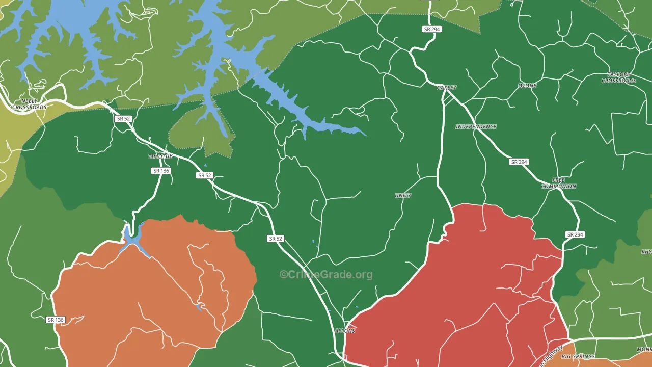 Allons, TN Map of Vehicle Theft Rates