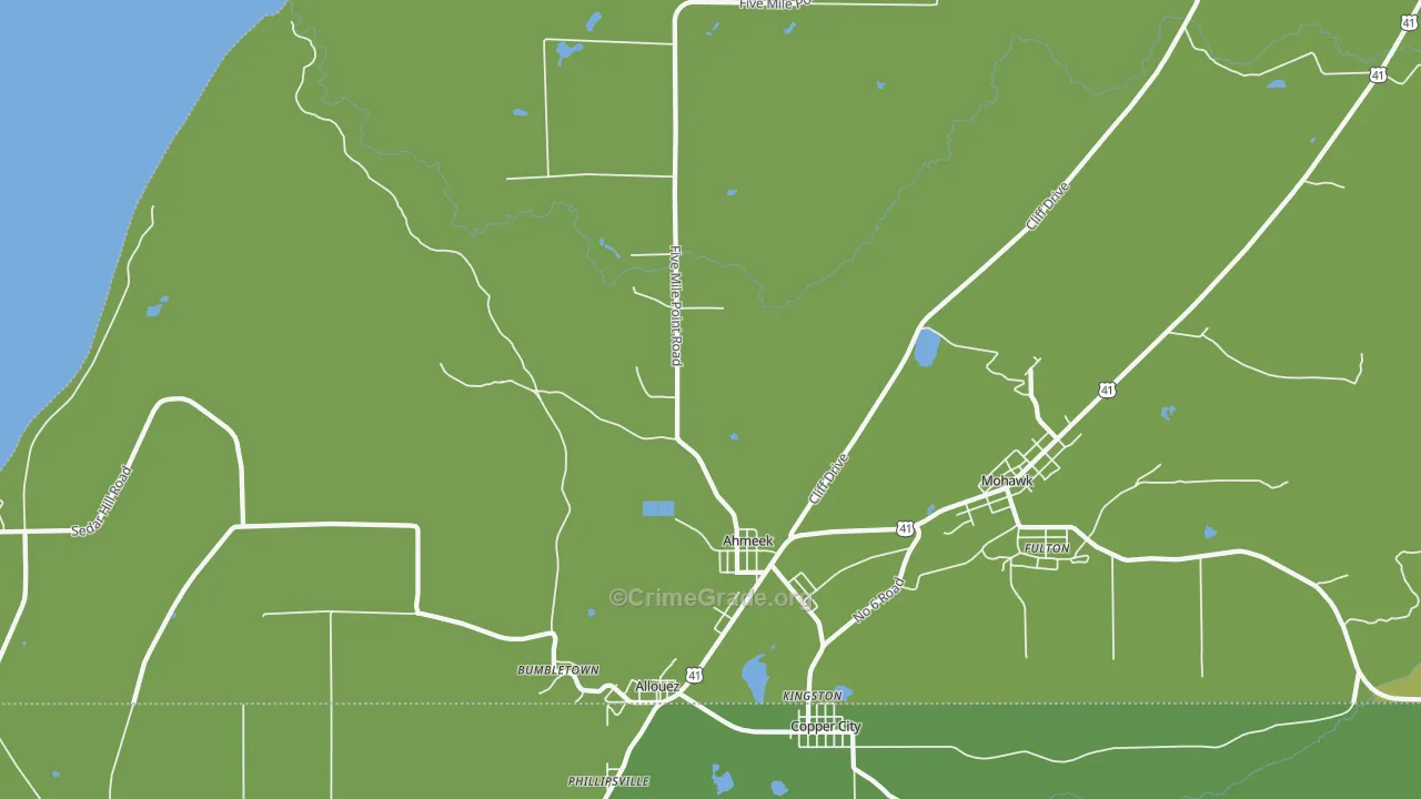 Allouez, MI Map of Vehicle Theft Rates