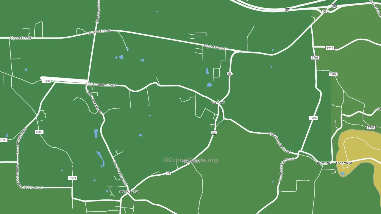 Allport, PA Map of Vehicle Theft Rates