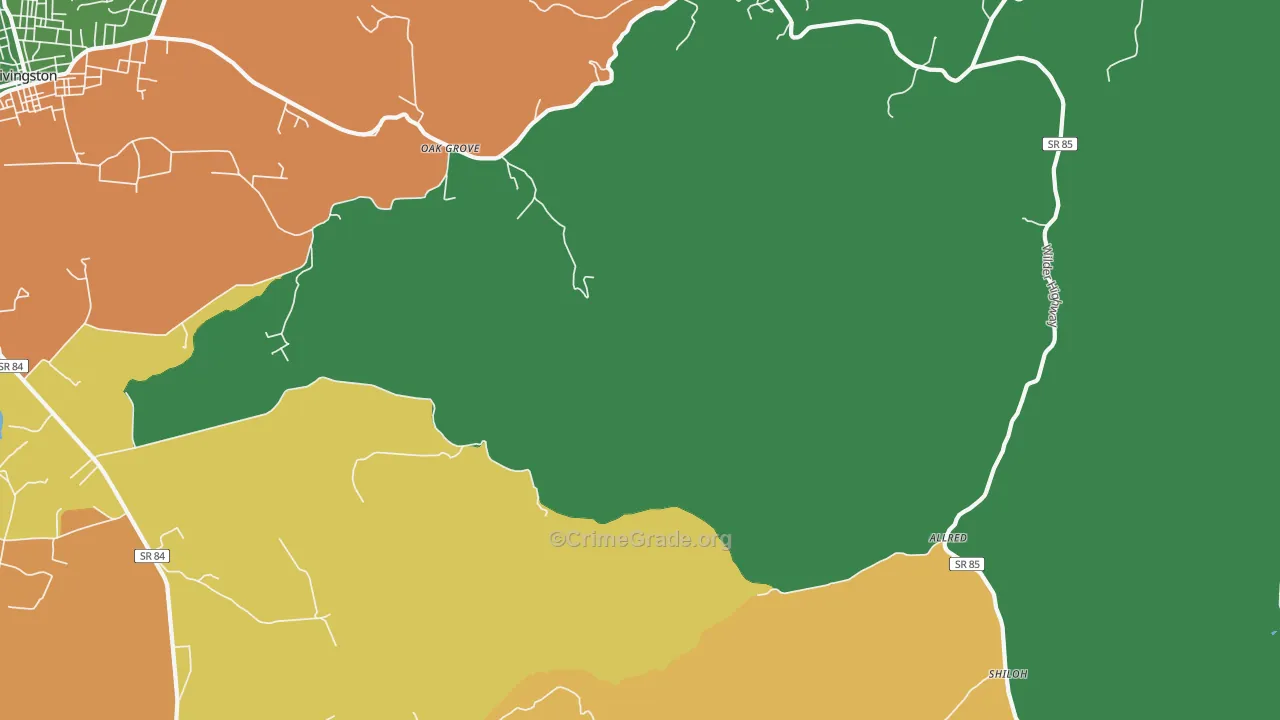 Allred, TN Map of Vehicle Theft Rates