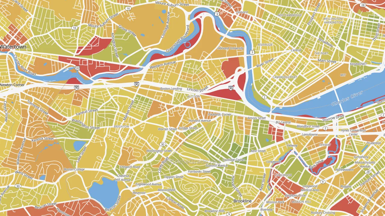 Allston, MA Map of Vehicle Theft Rates