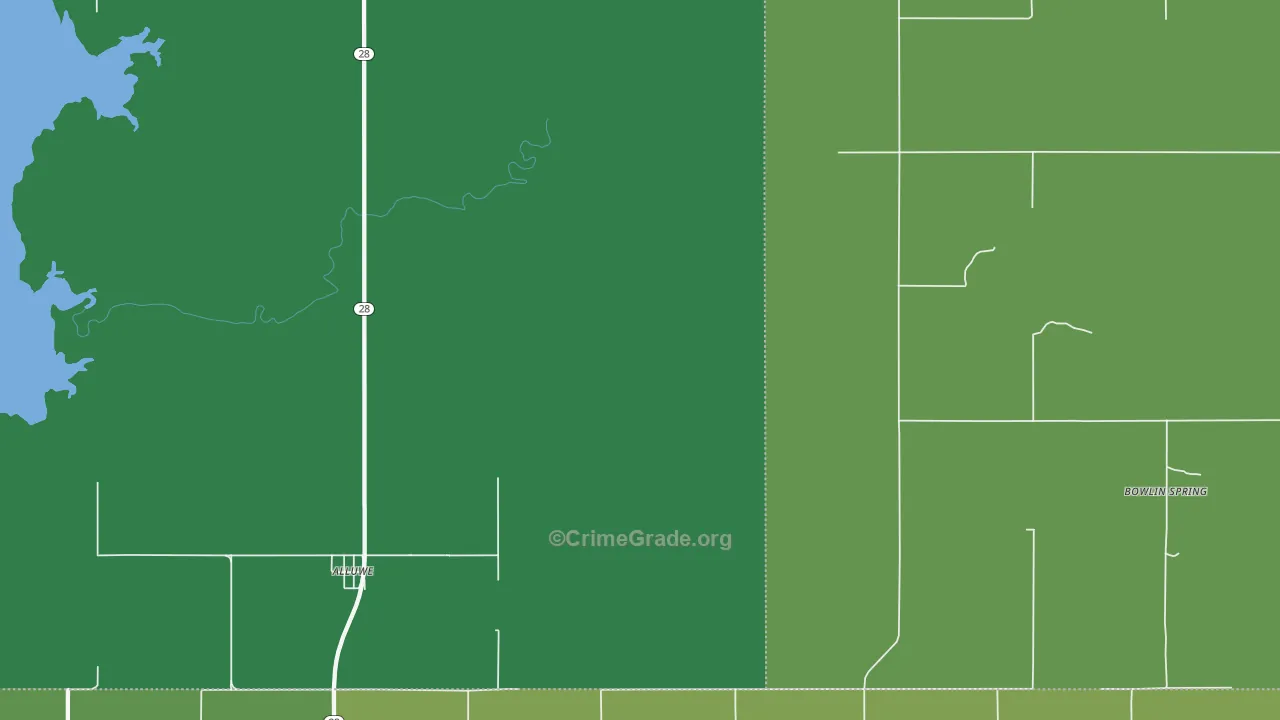 Alluwe, OK Map of Vehicle Theft Rates