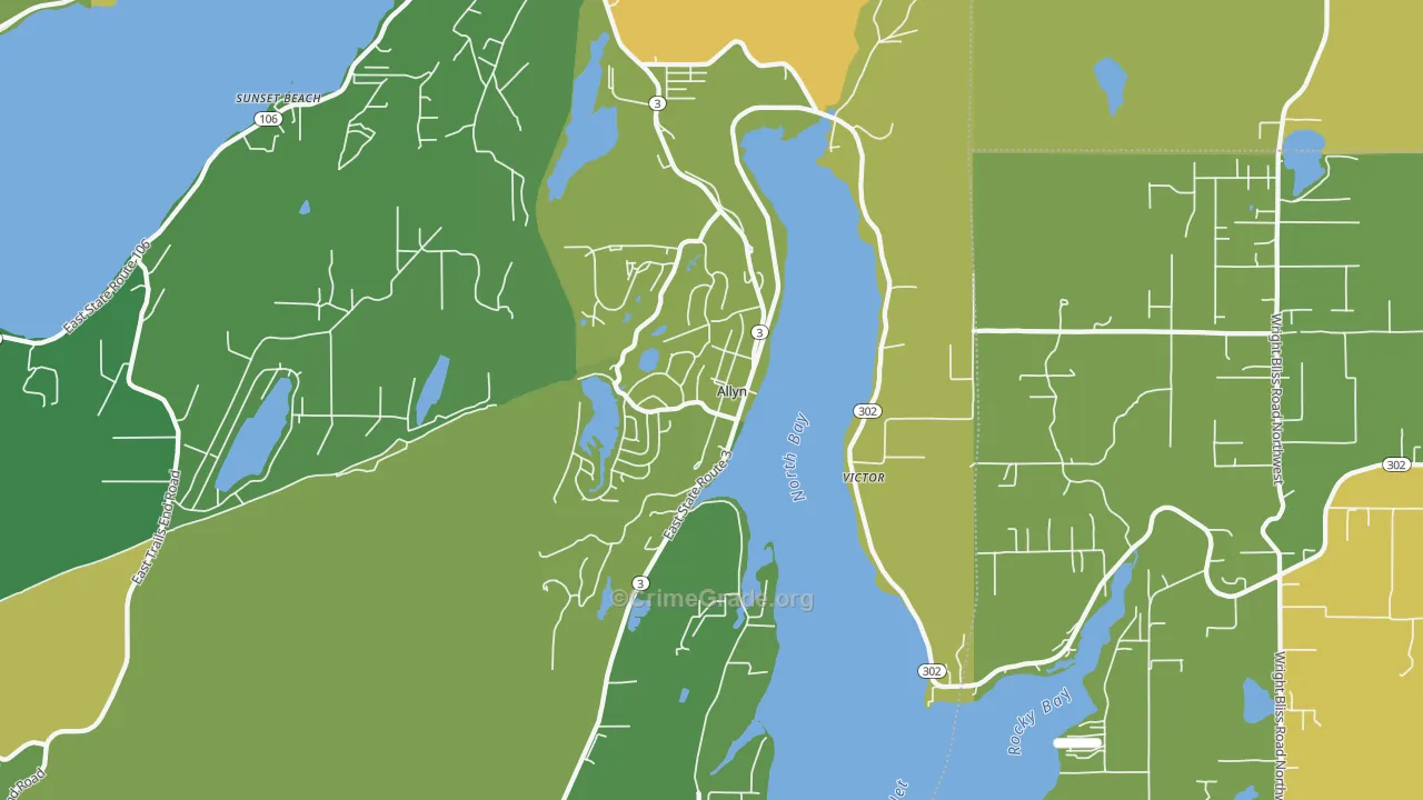 Allyn, WA Map of Vehicle Theft Rates