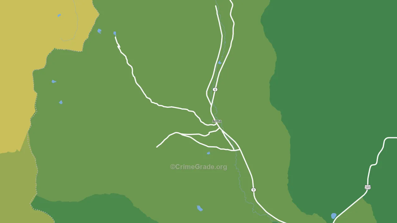 Alma, CO Map of Vehicle Theft Rates
