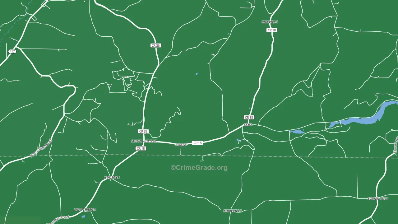 Alma, NY Map of Vehicle Theft Rates