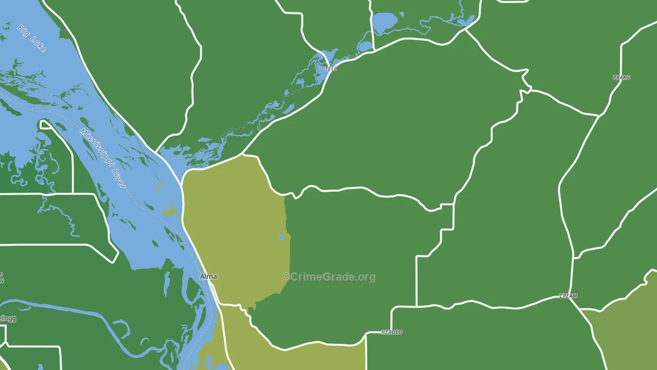 Alma, WI Map of Vehicle Theft Rates