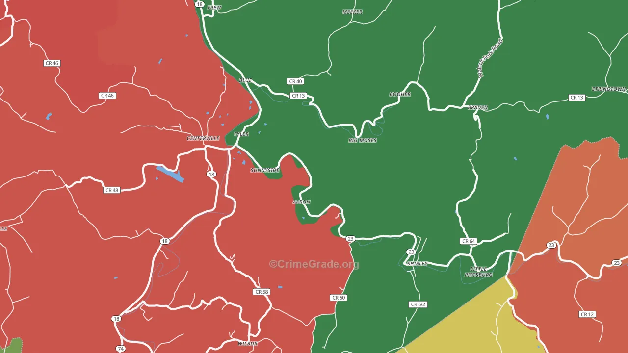 Alma, WV Map of Vehicle Theft Rates