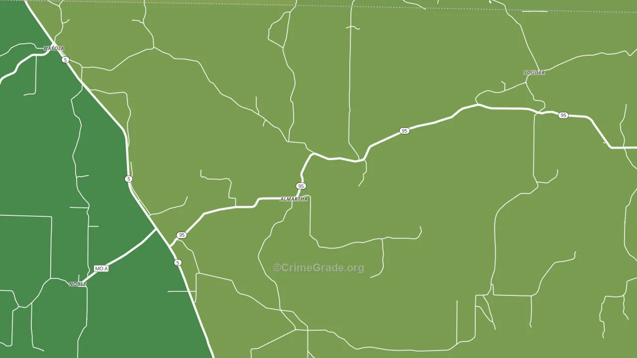 Almartha, MO Map of Vehicle Theft Rates