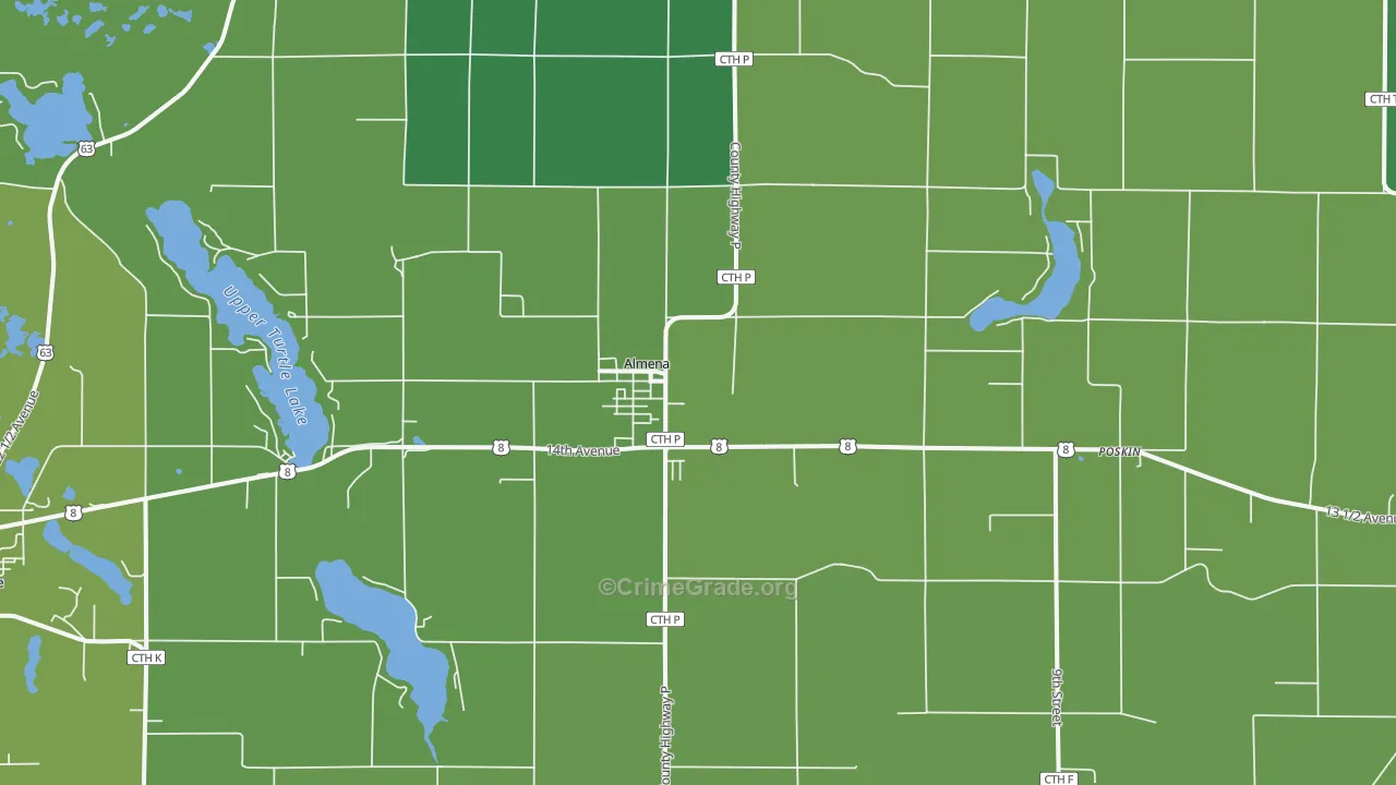 Almena, WI Map of Vehicle Theft Rates