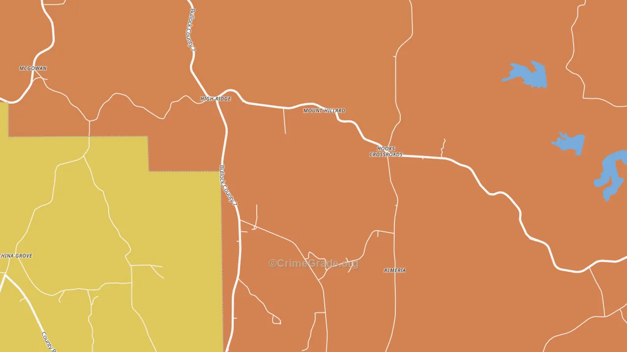 Almeria, AL Map of Vehicle Theft Rates