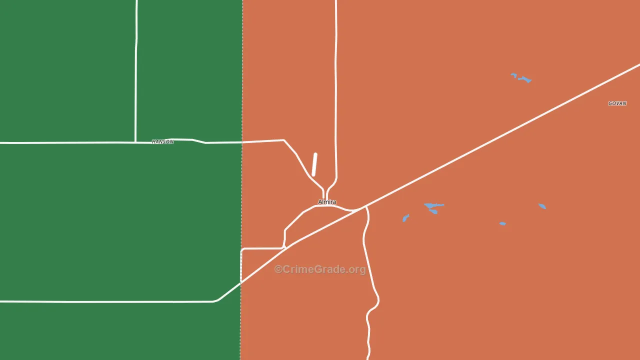 Almira, WA Map of Vehicle Theft Rates