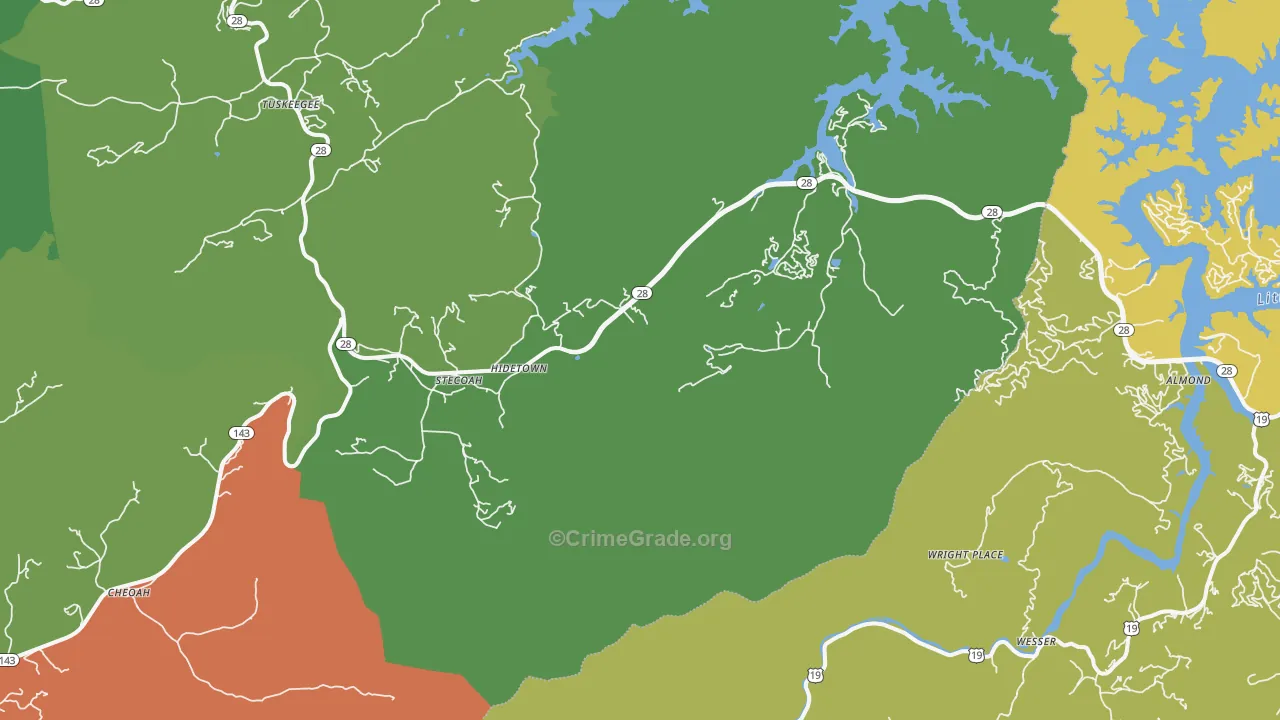 Almond, NC Map of Vehicle Theft Rates