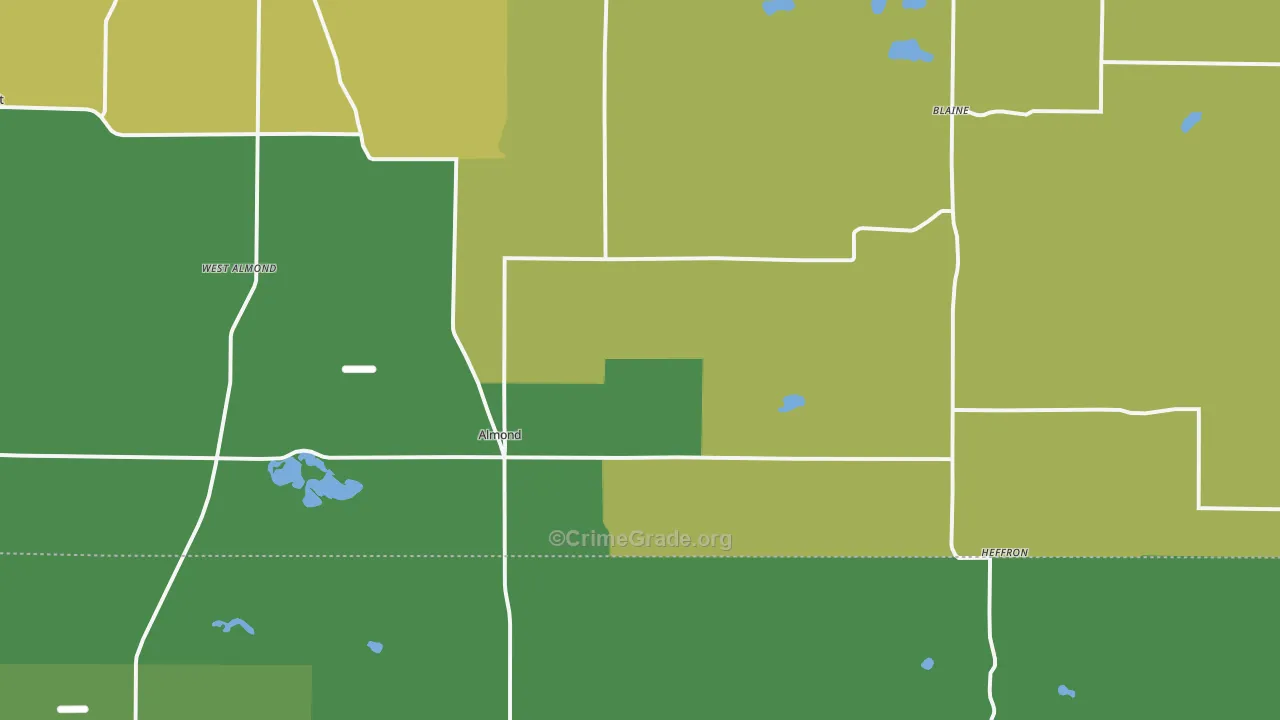 Almond, WI Map of Vehicle Theft Rates