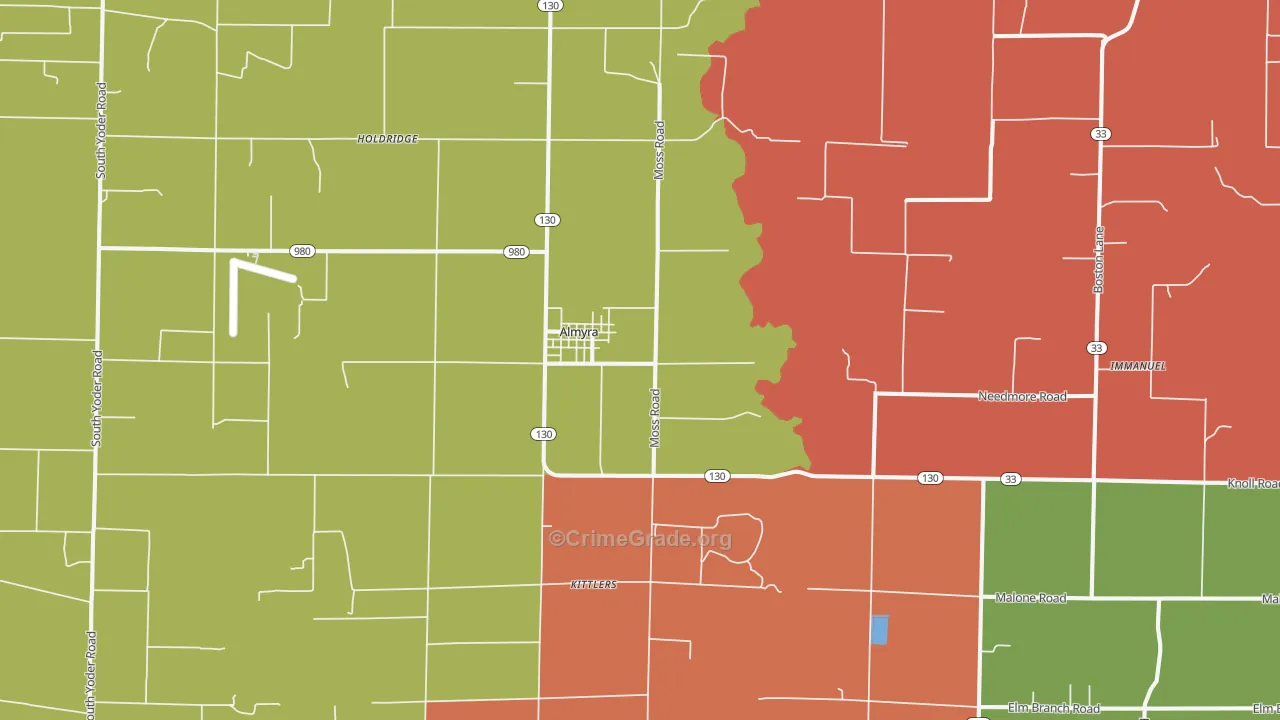 Almyra, AR Map of Vehicle Theft Rates