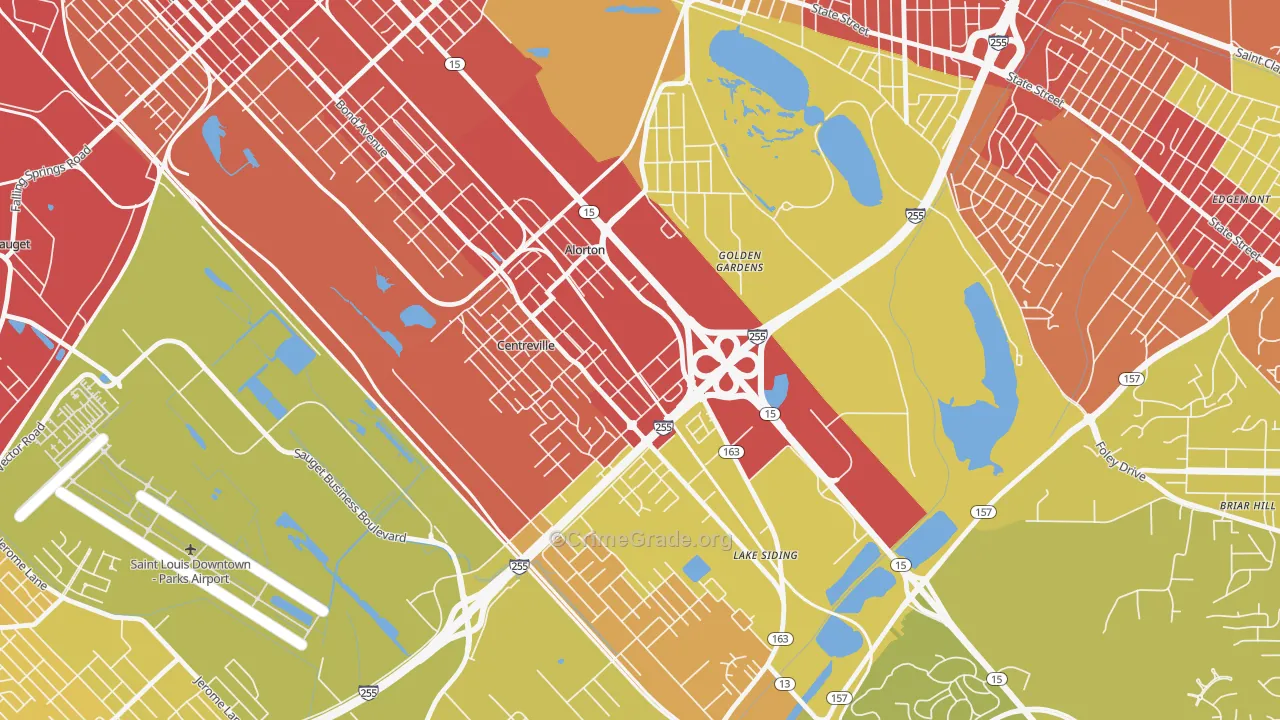 Alorton, IL Map of Vehicle Theft Rates