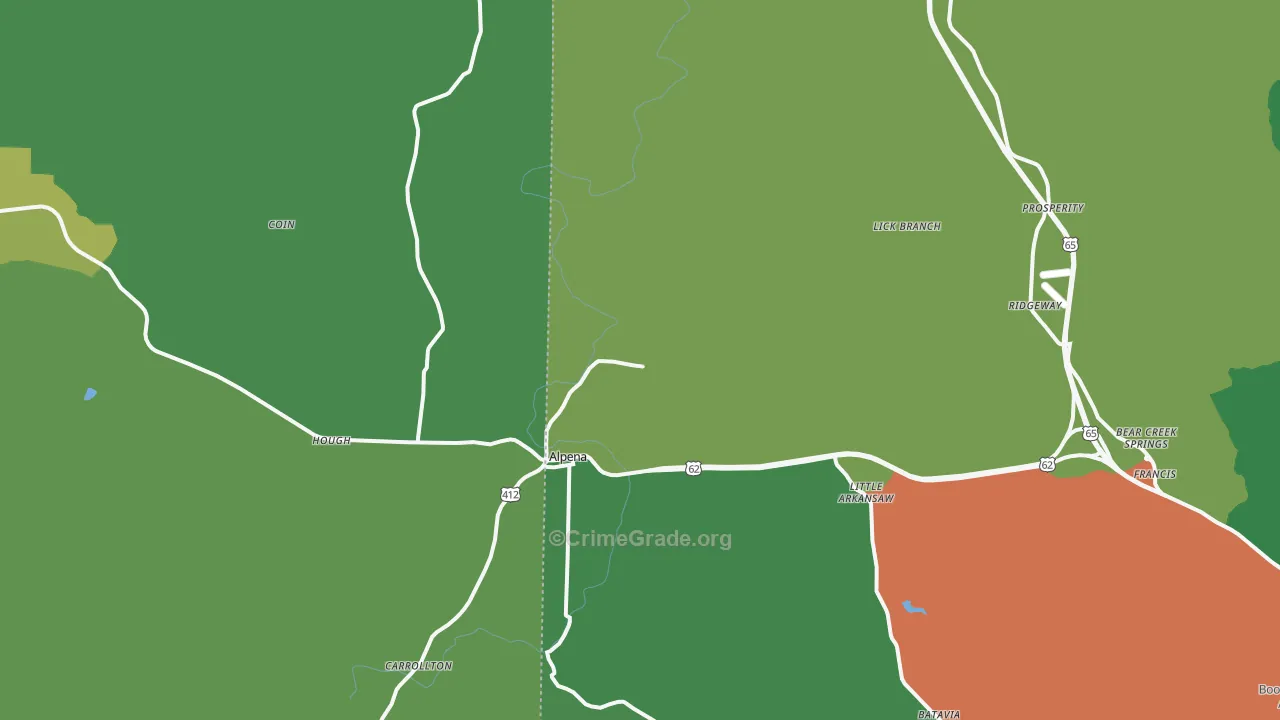 Alpena, AR Map of Vehicle Theft Rates