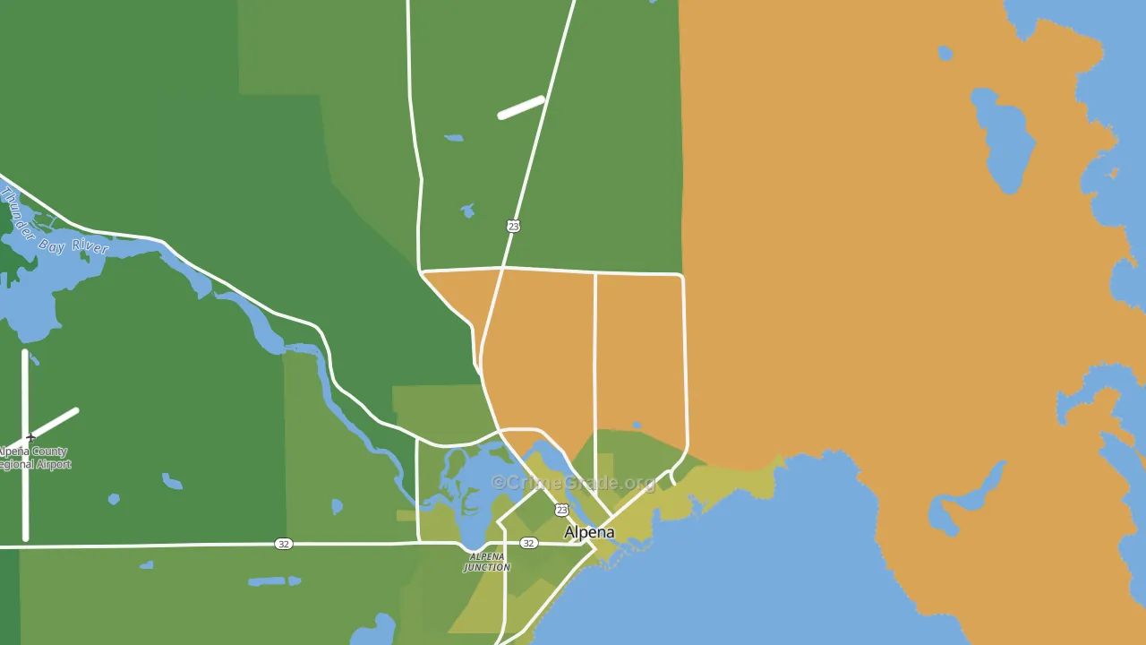 Alpena Junction, MI Map of Vehicle Theft Rates