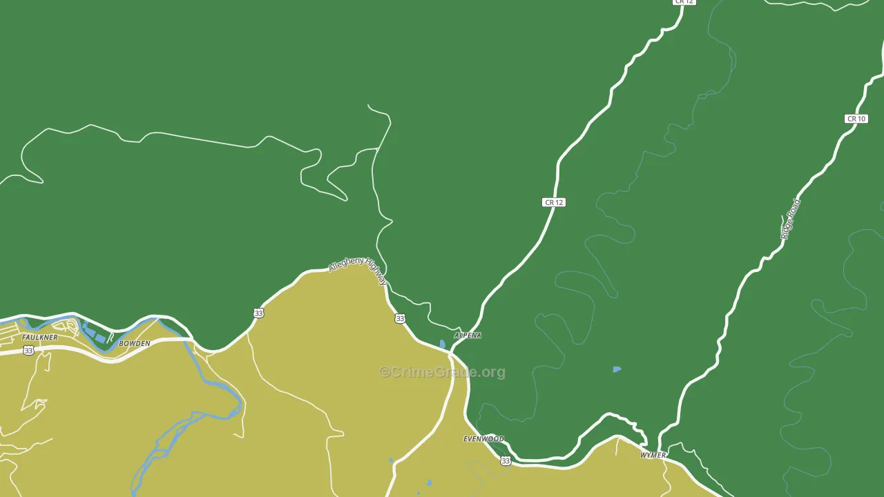 Alpena, WV Map of Vehicle Theft Rates