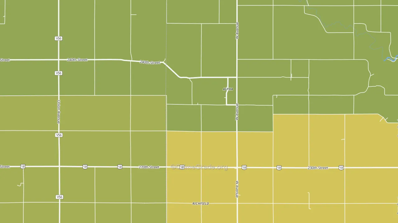Alpha, IA Map of Vehicle Theft Rates