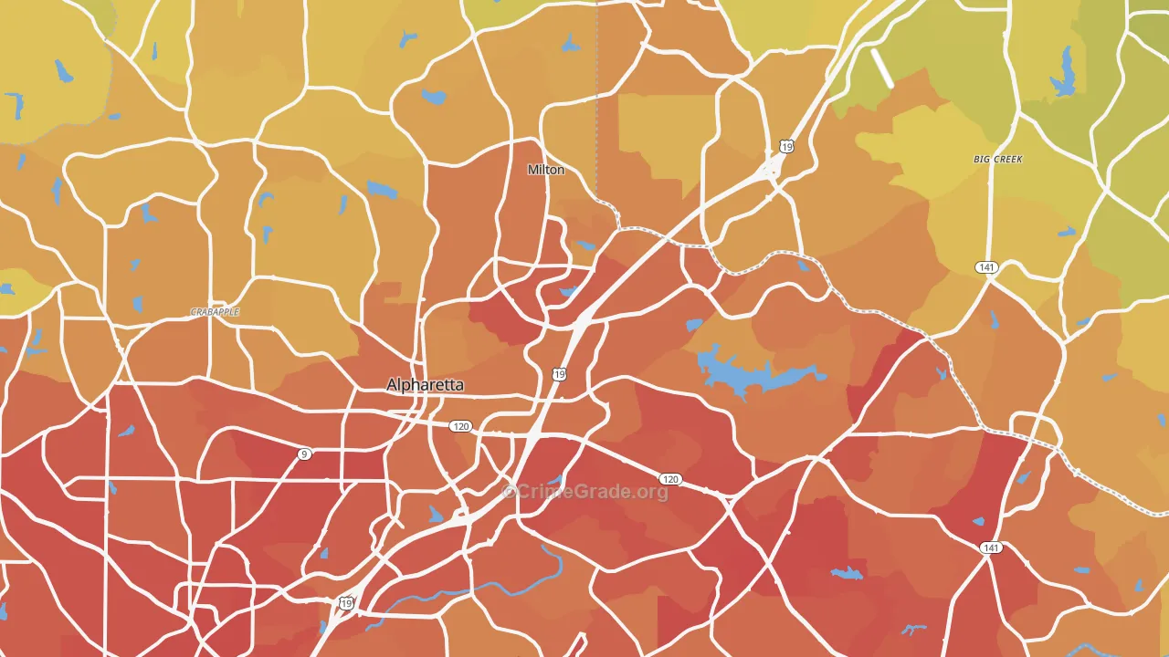 Alpharetta, GA Map of Vehicle Theft Rates