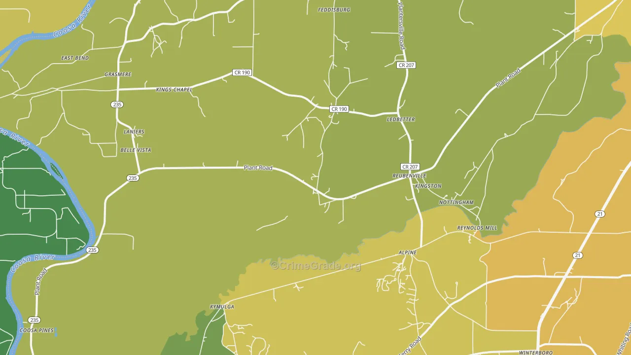 Alpine, AL Map of Vehicle Theft Rates