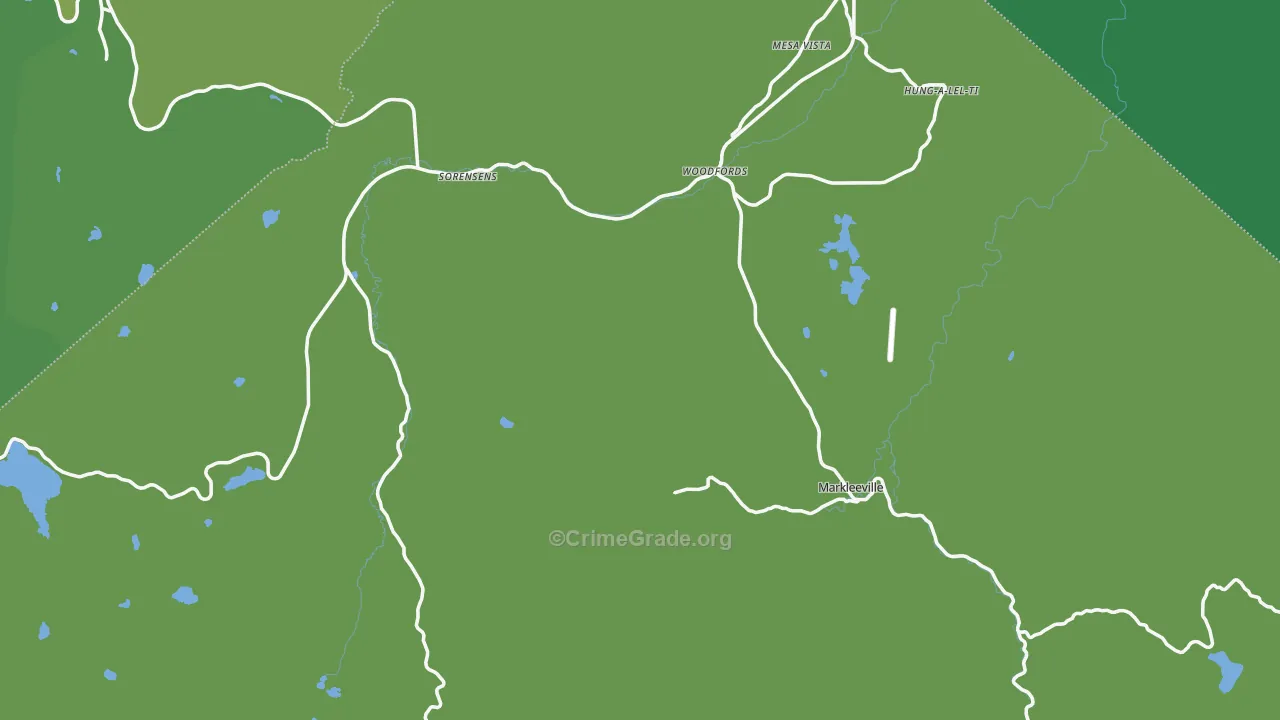 Alpine County, CA Map of Vehicle Theft Rates