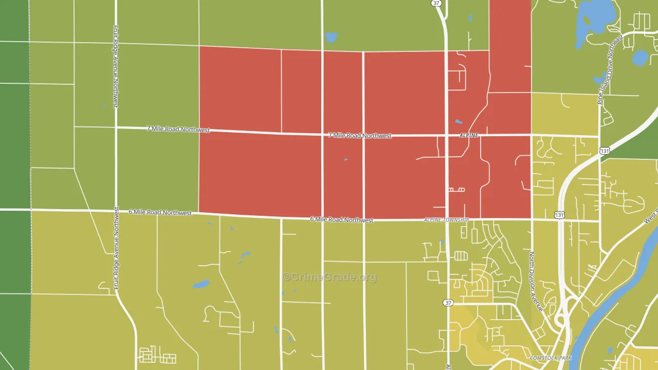 Alpine, MI Map of Vehicle Theft Rates