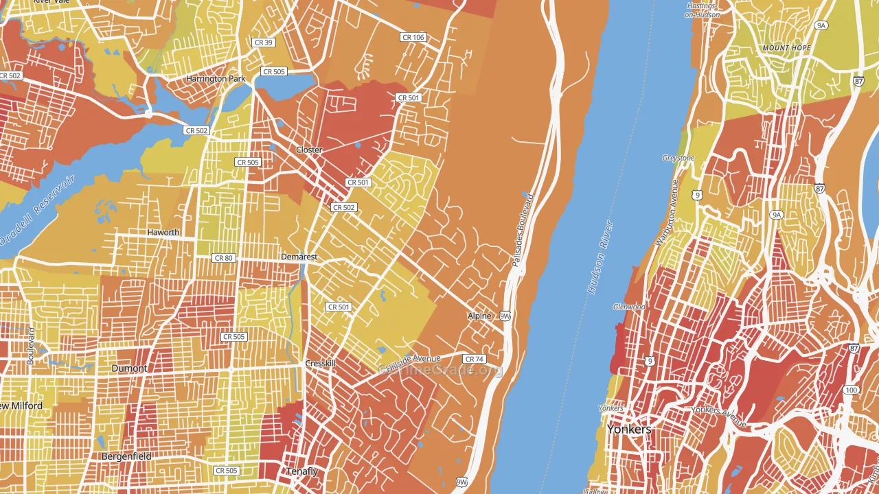 Alpine, NJ Map of Vehicle Theft Rates
