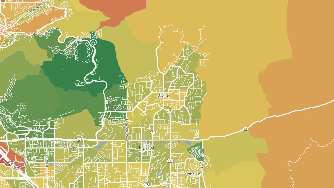 Alpine, UT Map of Vehicle Theft Rates