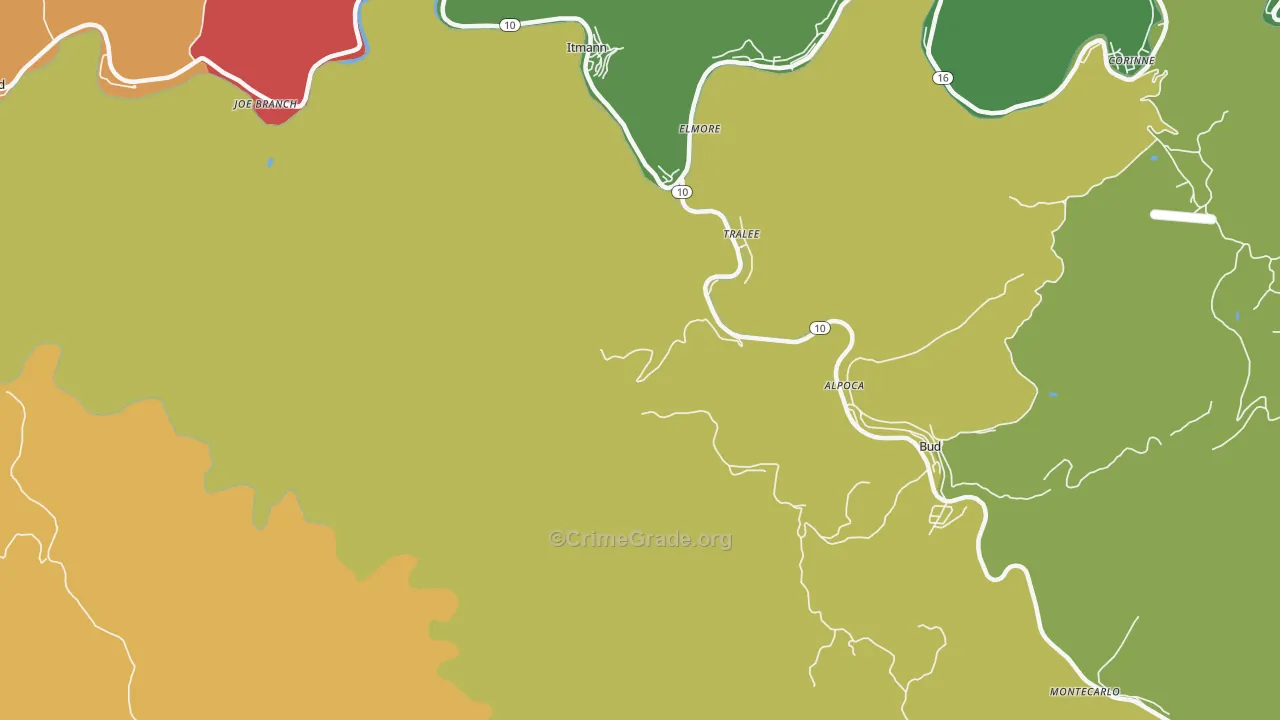 Alpoca, WV Map of Vehicle Theft Rates
