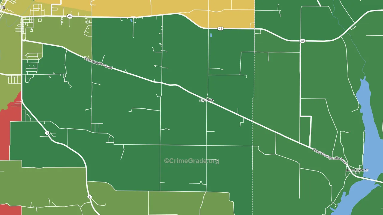 Alquina, IN Map of Vehicle Theft Rates