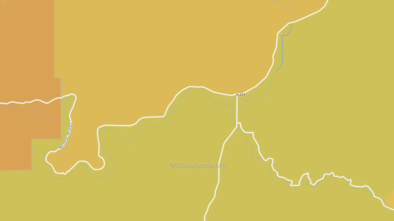 Alsea, OR Map of Vehicle Theft Rates