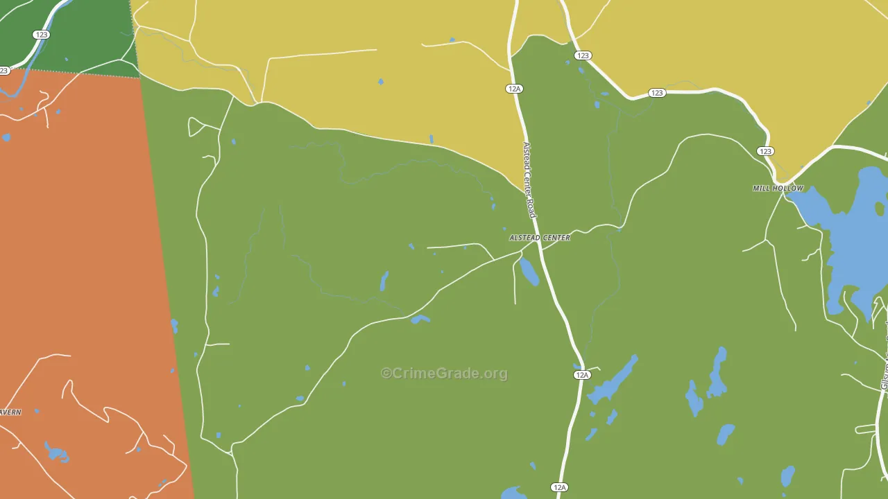 Alstead Center, NH Map of Vehicle Theft Rates