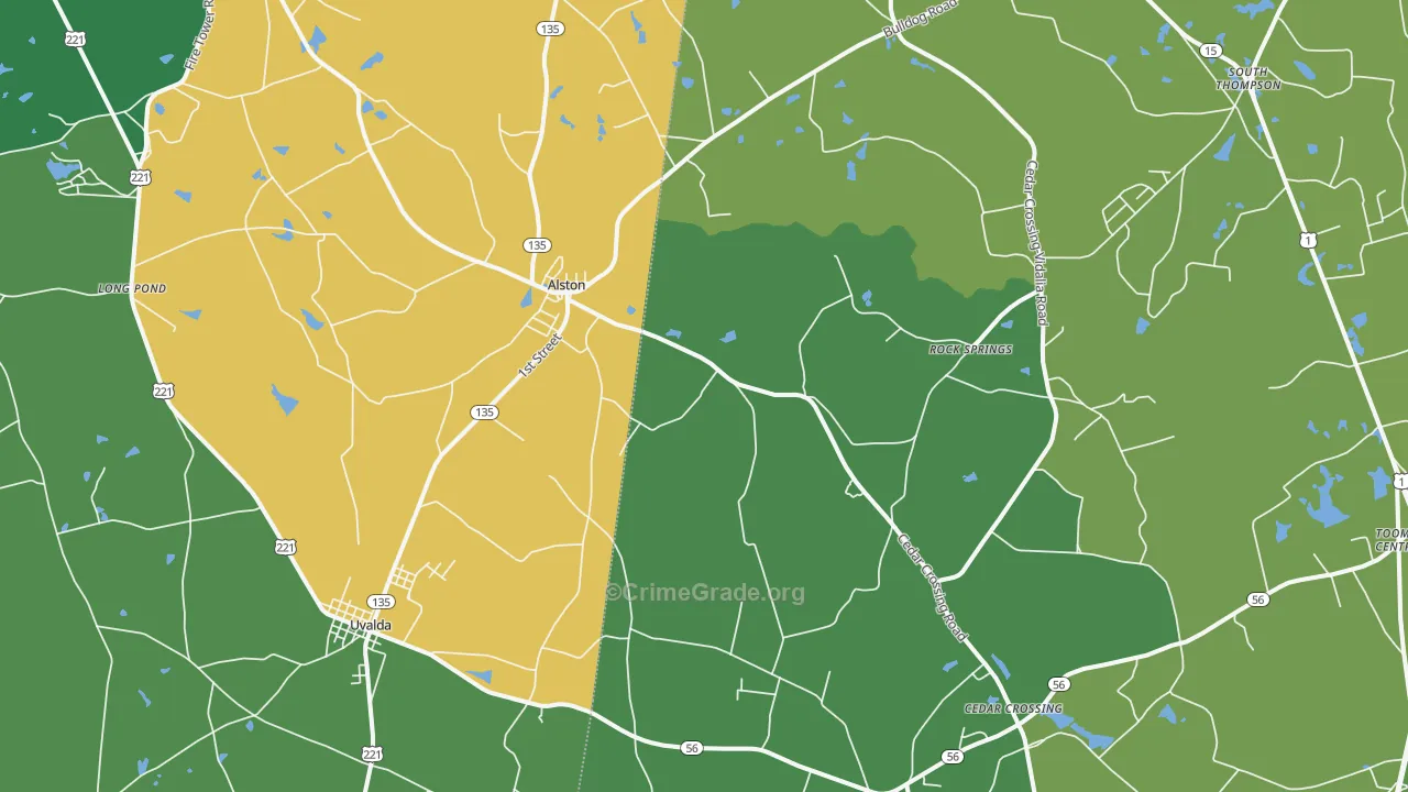 Alston, GA Map of Vehicle Theft Rates