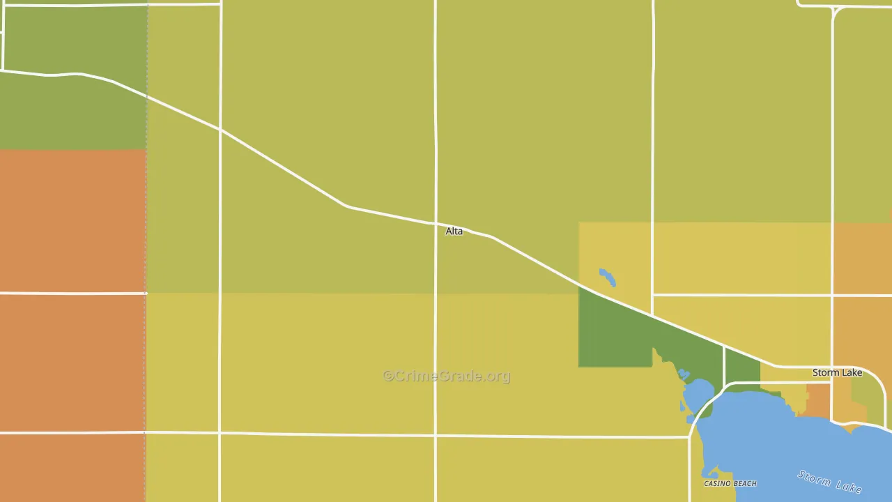 Alta, IA Map of Vehicle Theft Rates