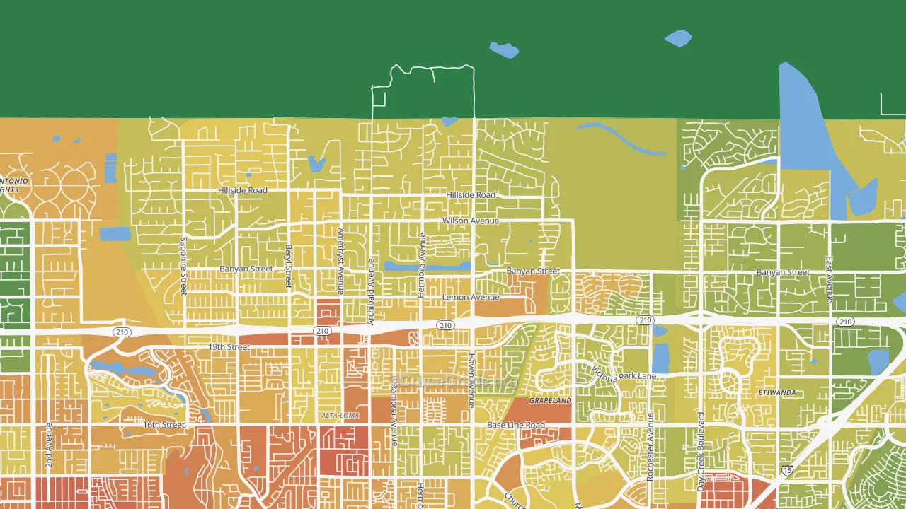 Alta Loma, CA Map of Vehicle Theft Rates