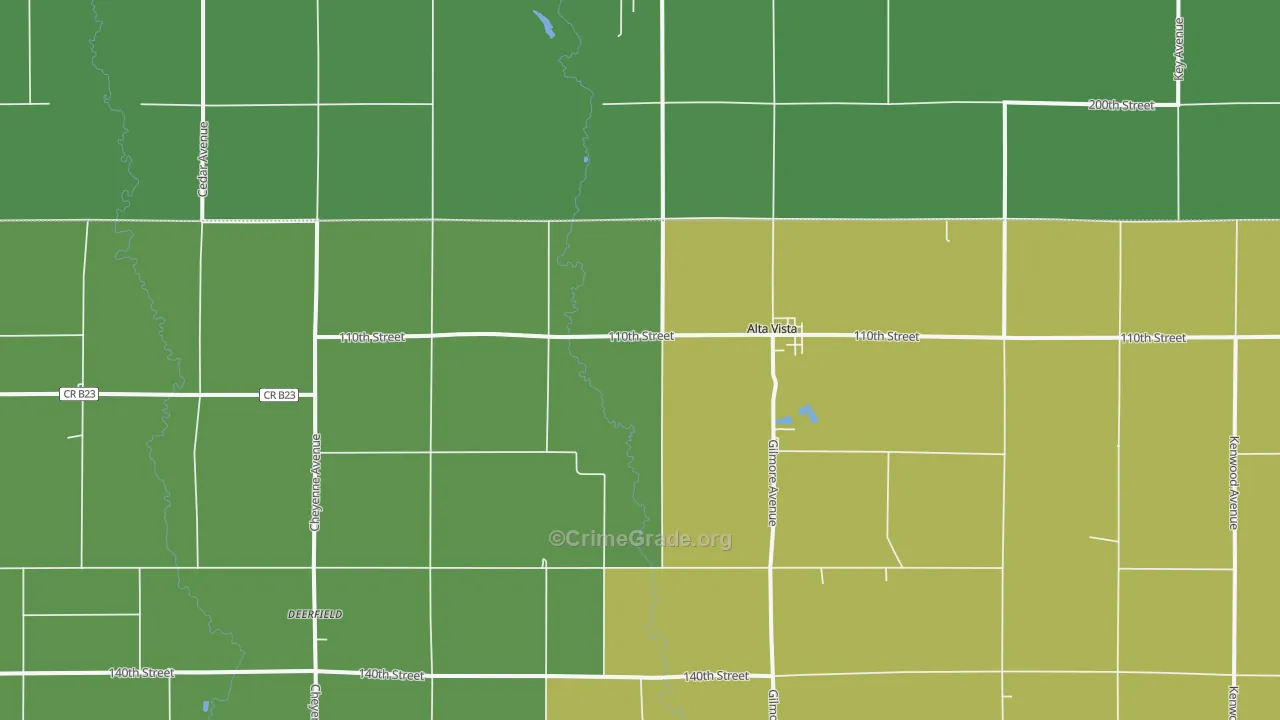 Alta Vista, IA Map of Vehicle Theft Rates