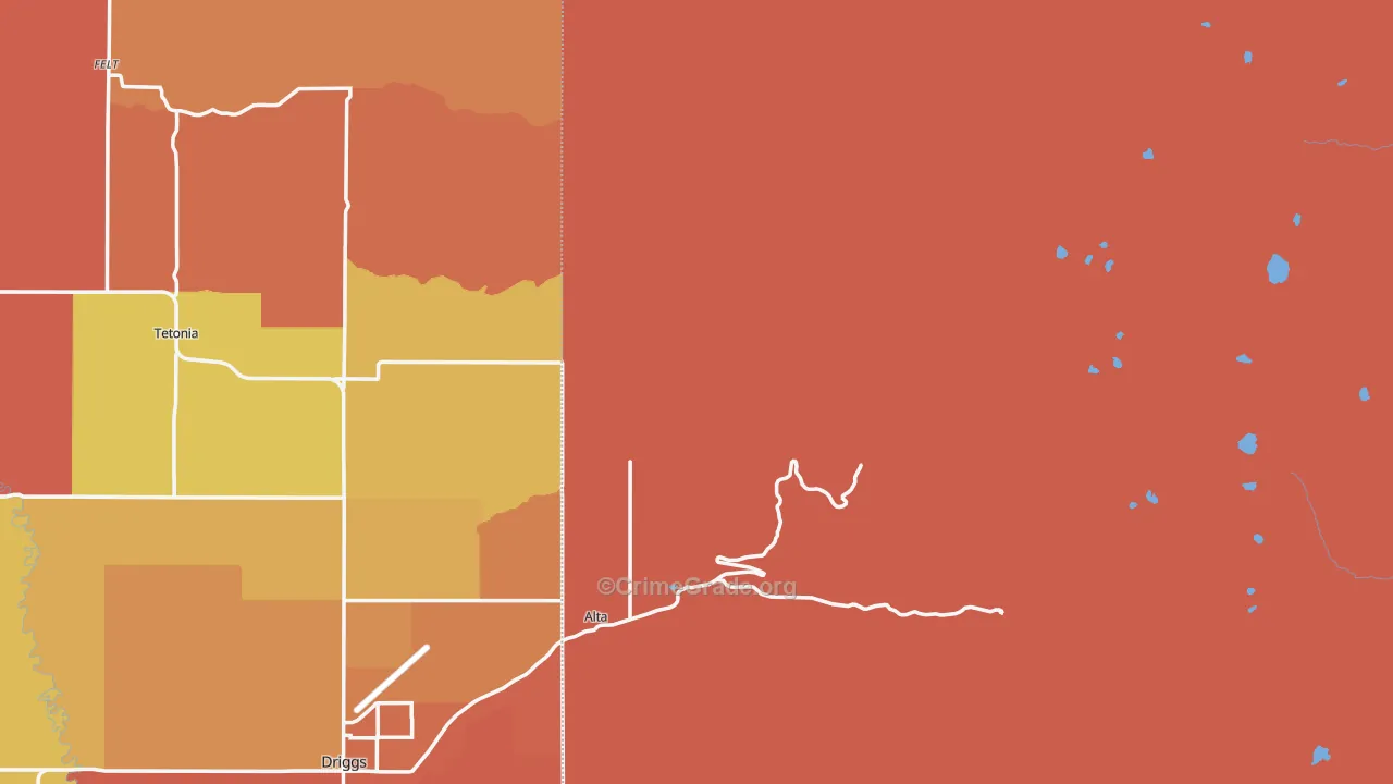 Alta, WY Map of Vehicle Theft Rates