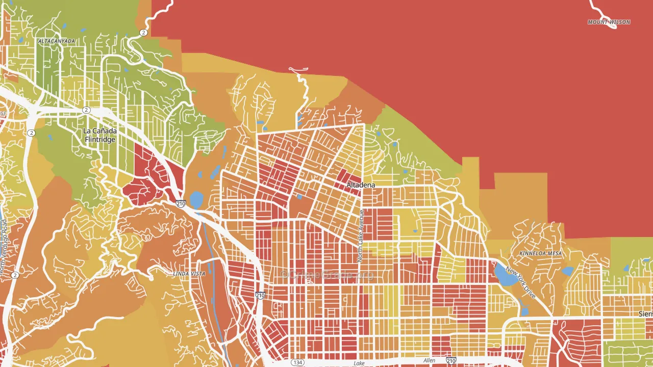 Altadena, CA Map of Vehicle Theft Rates